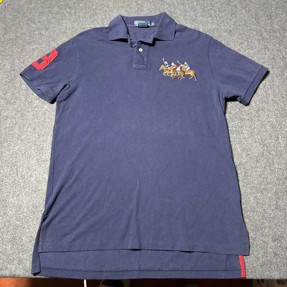 VTG 90s Polo Ralph Lauren Embroidered Polo Shirt Mens M Horses Outdoor Preppy - Picture 2 of 6